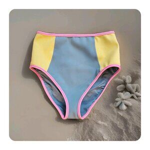 ITS NOW COOL Women's MEDIUM NEOPRENE Swim Bottoms Waist Bikini Brief High Waist